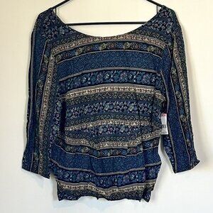 NWT Bongo Juniors Woven Pleated Printed Top - Size: Medium